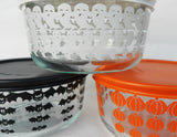 ❤️ 6-pc PYREX Halloween 4-Cup STORAGE BOWLS w/Covers 1-Qt Pumpkins, Ghosts & Bats