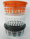 ❤️ 6-pc PYREX Halloween 4-Cup STORAGE BOWLS w/Covers 1-Qt Pumpkins, Ghosts & Bats