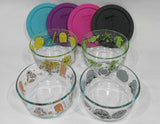❤️ NEW 8-pc PYREX STAR WARS 4 Cup Glass STORAGE BOWL SET w/Covers Darth Vader Yoda Chewbacca & Droids