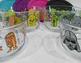❤️ NEW 8-pc PYREX STAR WARS 4 Cup Glass STORAGE BOWL SET w/Covers Darth Vader Yoda Chewbacca & Droids