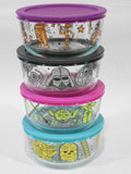 ❤️ NEW 8-pc PYREX STAR WARS 4 Cup Glass STORAGE BOWL SET w/Covers Darth Vader Yoda Chewbacca & Droids
