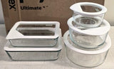 ❤️ 10-pc PYREX ULTIMATE Food Storage Container Set WHITE SILICONE & GLASS LIDS