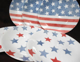 6 CORELLE Red White Blue 8.5" LUNCH PLATES Faded Old Glory Stars Stripes America
