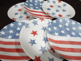 6 CORELLE Red White Blue 8.5" LUNCH PLATES Faded Old Glory Stars Stripes America