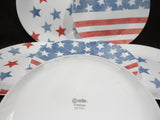 6 CORELLE Red White Blue 8.5" LUNCH PLATES Faded Old Glory Stars Stripes America