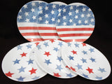 6 CORELLE Red White Blue 8.5" LUNCH PLATES Faded Old Glory Stars Stripes America