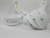 ❤️ 5-pc Corelle SECRET GARDEN SNACK SET Blue Floral 1-Qt Serving Bowl & 6-oz Ramekins