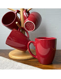 4 Corelle 11-oz RED HOLIDAY BERRY WINE Stoneware Mugs *BANDHANI CRIMSON HOLLY