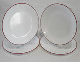 ❤️ 4 Corelle RED RIM DINNER PLATES 10.25" Christmas Holiday Deep Radiant Cherry