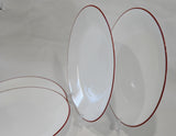 ❤️ 4 Corelle RED RIM DINNER PLATES 10.25" Christmas Holiday Deep Radiant Cherry