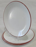 ❤️ 4 Corelle RED RIM DINNER PLATES 10.25" Christmas Holiday Deep Radiant Cherry
