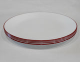 ❤️ 4 Corelle RED RIM DINNER PLATES 10.25" Christmas Holiday Deep Radiant Cherry