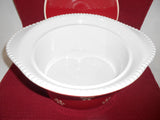 ❄️ SNOWFLAKE RED WHITE Stoneware COVERED CASSEROLE 10x5 Winter Holiday Bake