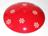 ❄️ SNOWFLAKE RED WHITE Stoneware COVERED CASSEROLE 10x5 Winter Holiday Bake