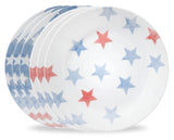6 CORELLE Red White Blue 8.5" LUNCH PLATES Faded Old Glory Stars Stripes America