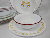 ❤️ 16-pc Corelle DANCER PRANCER Dinnerware Set CHRISTMAS Holiday Gold Reindeer