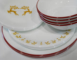 ❤️ 16-pc Corelle DANCER PRANCER Dinnerware Set CHRISTMAS Holiday Gold Reindeer