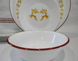 ❤️ 16-pc Corelle DANCER PRANCER Dinnerware Set CHRISTMAS Holiday Gold Reindeer