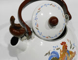🐓 Corelle COUNTRY MORNING Rooster 2.2 Qt. WHISTLING TEA KETTLE Porcelain on Steel