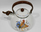 🐓 Corelle COUNTRY MORNING Rooster 2.2 Qt. WHISTLING TEA KETTLE Porcelain on Steel