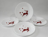 ❤️ 4 Corelle RUDOLPH 6.75"  BREAD PLATES Appetizer SANTA'S Holiday RED REINDEER