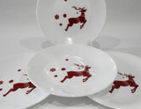 ❤️ 4 Corelle RUDOLPH 6.75"  BREAD PLATES Appetizer SANTA'S Holiday RED REINDEER