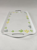 Corelle SECRET GARDEN Melamine 19x11 RECTANGULAR TRAY Serving Blue Yellow Floral