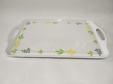 Corelle SECRET GARDEN Melamine 19x11 RECTANGULAR TRAY Serving Blue Yellow Floral