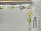 Corelle SECRET GARDEN Melamine 19x11 RECTANGULAR TRAY Serving Blue Yellow Floral