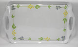 Corelle SECRET GARDEN Melamine 19x11 RECTANGULAR TRAY Serving Blue Yellow Floral