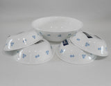 ❤️ 5-pc Corelle SECRET GARDEN SNACK SET Blue 1-Qt Serving & 10-oz Dessert Bowls