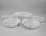 ❤️ 5-pc Corelle SECRET GARDEN SNACK SET Blue 1-Qt Serving & 10-oz Dessert Bowls