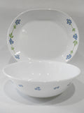 ❤️ Corelle SECRET GARDEN Choose: SERVING PLATTER or 1-Qt BOWL Tiny Blue Floral