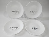 ❤️ 4 Corelle SENTIMENTS 6.75" Appetizer Plates BE THANKFUL GRATEFUL KIND BLESSED