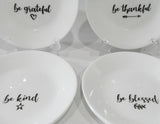 ❤️ 4 Corelle SENTIMENTS 6.75" Appetizer Plates BE THANKFUL GRATEFUL KIND BLESSED
