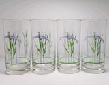 NEW 4 Corelle SHADOW IRIS 16-oz GLASSES 6" Drink Tea Cooler Tumblers PURPLE Floral