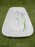 ❤️ Corelle SHADOW IRIS Oblong APPETIZER TRAY 10.5"x5" Fish Plate / Purple Floral