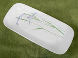 ❤️ Corelle SHADOW IRIS Oblong APPETIZER TRAY 10.5"x5" Fish Plate / Purple Floral