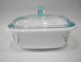 ❤️ 3-pc CORELLE Vitrelle 1.5-Qt Square SHADOW IRIS Bakeware Casserole & Covers