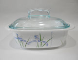 ❤️ 3-pc CORELLE Vitrelle 1.5-Qt Square SHADOW IRIS Bakeware Casserole & Covers