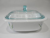 ❤️ 3-pc CORELLE Vitrelle 1.5-Qt Square SHADOW IRIS Bakeware Casserole & Covers