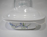 ❤️ 3-pc CORELLE Vitrelle 1.5-Qt Square SHADOW IRIS Bakeware Casserole & Covers