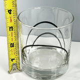 HTF 2 Corelle SIMPLE LINES 9-oz GLASSES 3.5" Rocks Glass *Sweeping BLACK ARCS