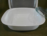 ❤️ 3-pc Corningware SIMPLYLITE White 2.5-Qt SQUARE Casserole Bake Dish & Covers