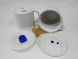 ❤️ 2 Speckled CORNINGWARE 20-oz Soup MEAL MUGS Stoneware w/Microwave Vent Lid