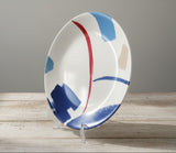 1 CORELLE Signature VIVID SPLASH 8.5" LUNCH PLATE Bold Blue Red Tan Brushstrokes