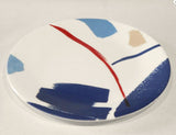 1 CORELLE Signature VIVID SPLASH 8.5" LUNCH PLATE Bold Blue Red Tan Brushstrokes