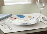 1 CORELLE Signature VIVID SPLASH 8.5" LUNCH PLATE Bold Blue Red Tan Brushstrokes