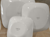 13-pc Corelle Square SPLENDOR Dinnerware Set w/ SERVING PLATTER Red Gray Scrolls