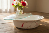 CORELLE Corningware 2-Qt SPLENDOR Oval 13x9 Stoneware Roaster Casserole Dish